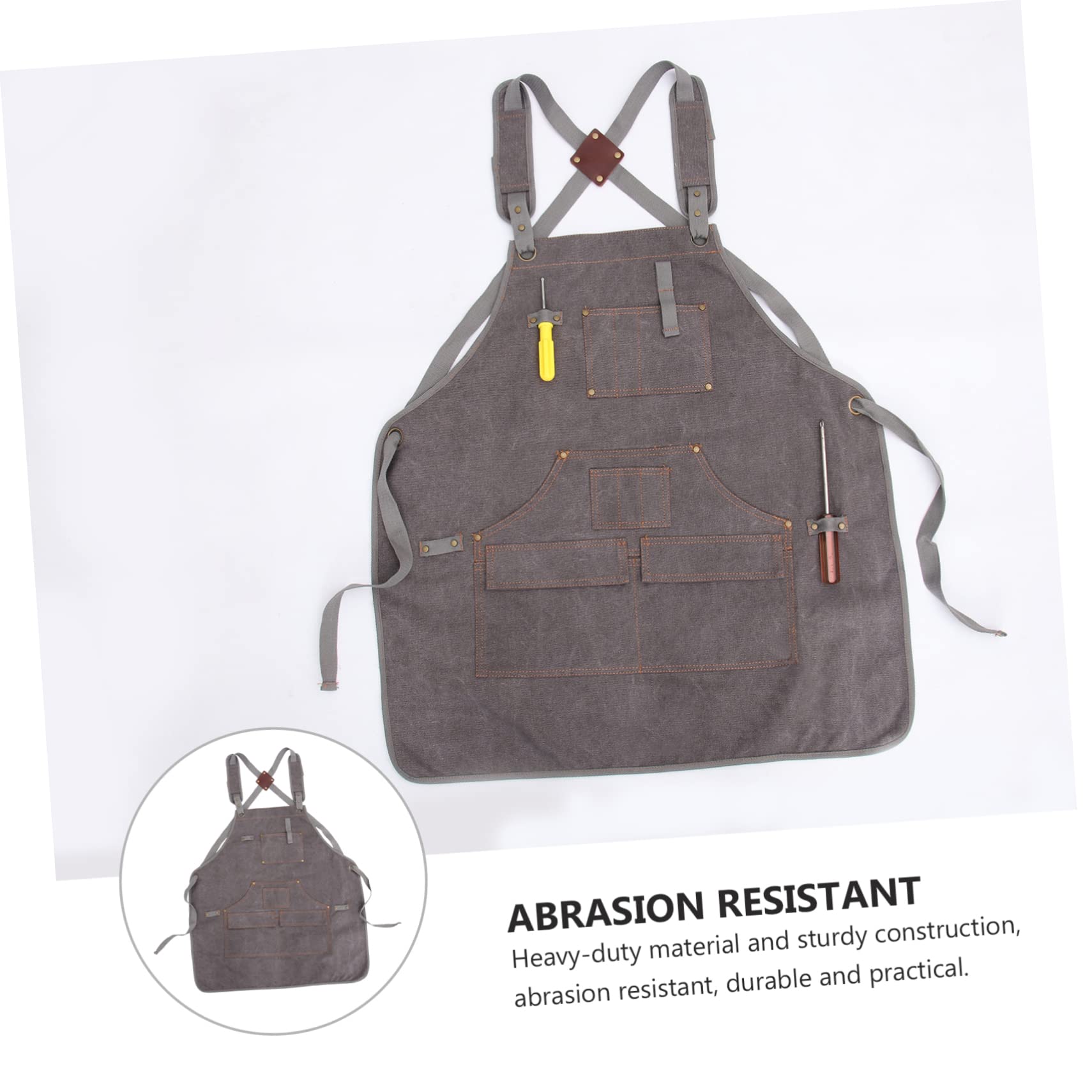 Dickere Canvas Arbeitsschürze mit Mehrfachtaschen Abriebfeste Schutzschürze aus Gewaschenem Segeltuch Vielseitige Werkstattschürze für Elektriker Holzbearbeitung und Handwerk