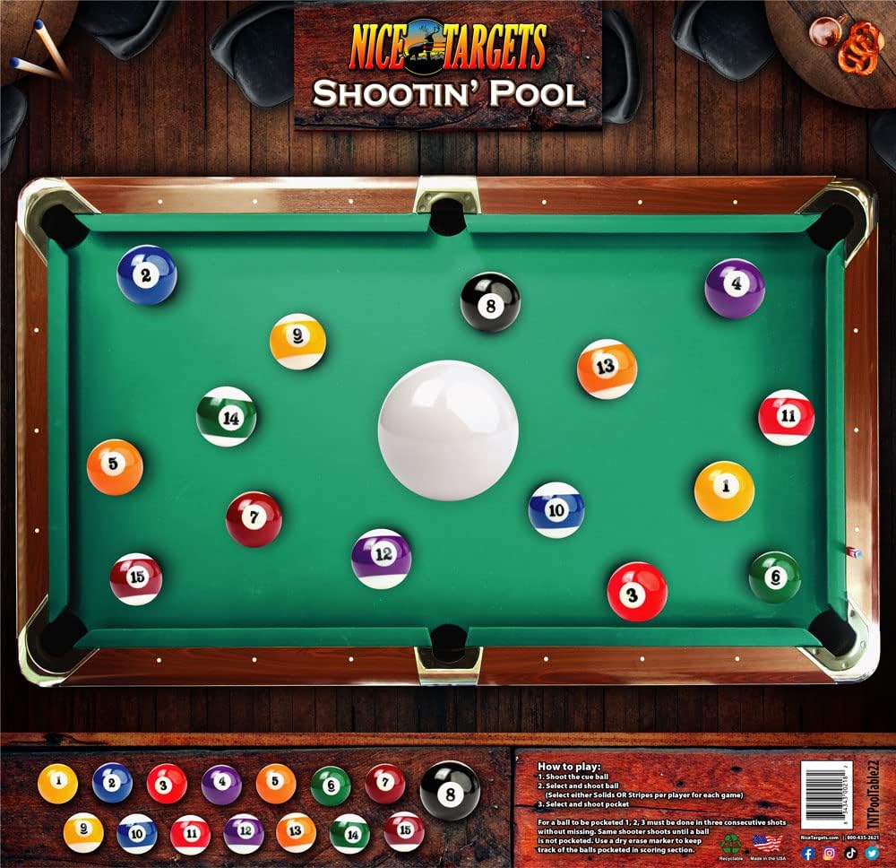 NiceTargets Pool Table Game Target 22" x 22" Recyclable