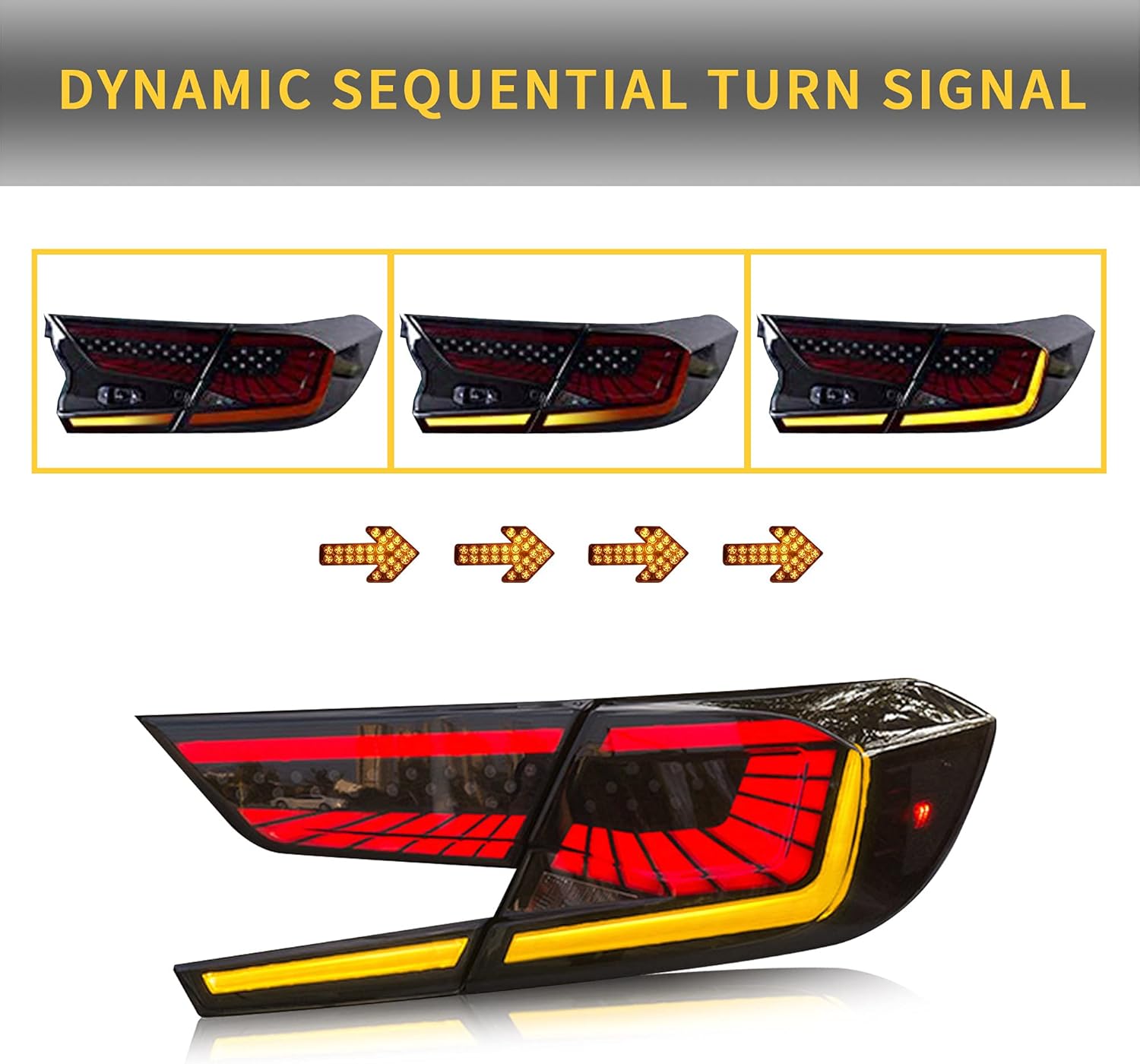 VLAND LED Starry Tail Lights Compatible For [ Honda Accord 10th Gen 2018-2022 ] Rear Lamps with Dynamic Animation, Smoked, Pair