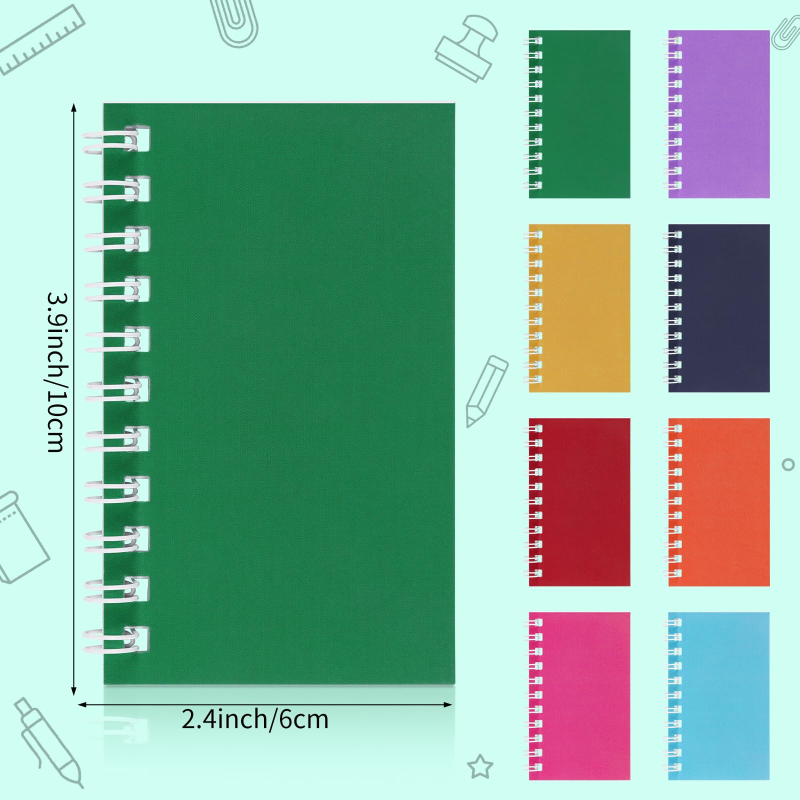 Atiloy Taschennotizbuch, kleiner Notizblock, kleines Spiralnotizbuch, Mini-Notizbuch, 10,2 x 6,1 cm, mit dickem Papier, Notizblöcke für Arbeit, Zuhause, Büro, Schule, Geschenke, 24 Stück
