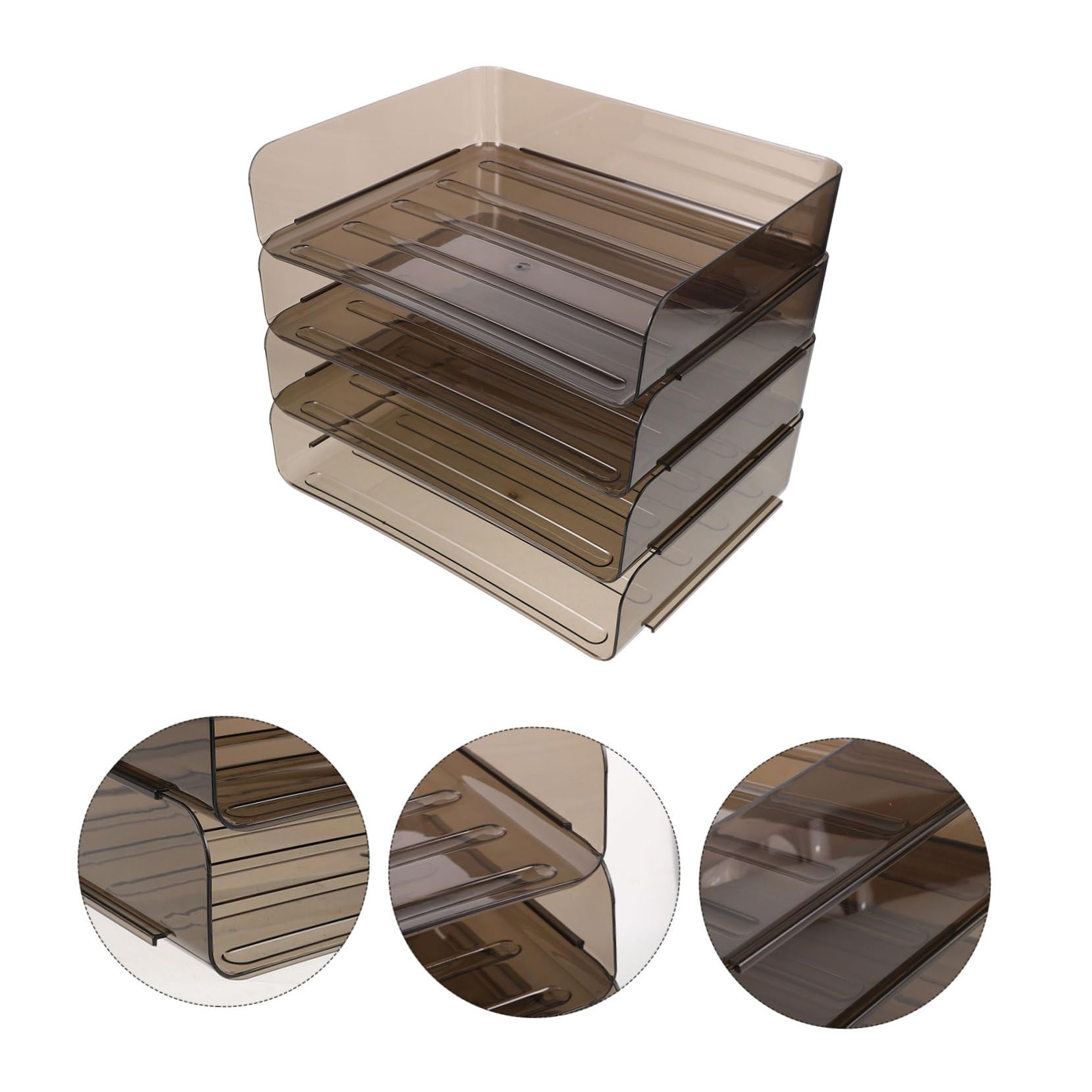 Festa Scuola Decor File Organizer da Scrivania in Acrilico | Multi Layer Storage, Formato A4, Coffee, per Studenti e Insegnanti, Stackable Design, Salvaspazio
