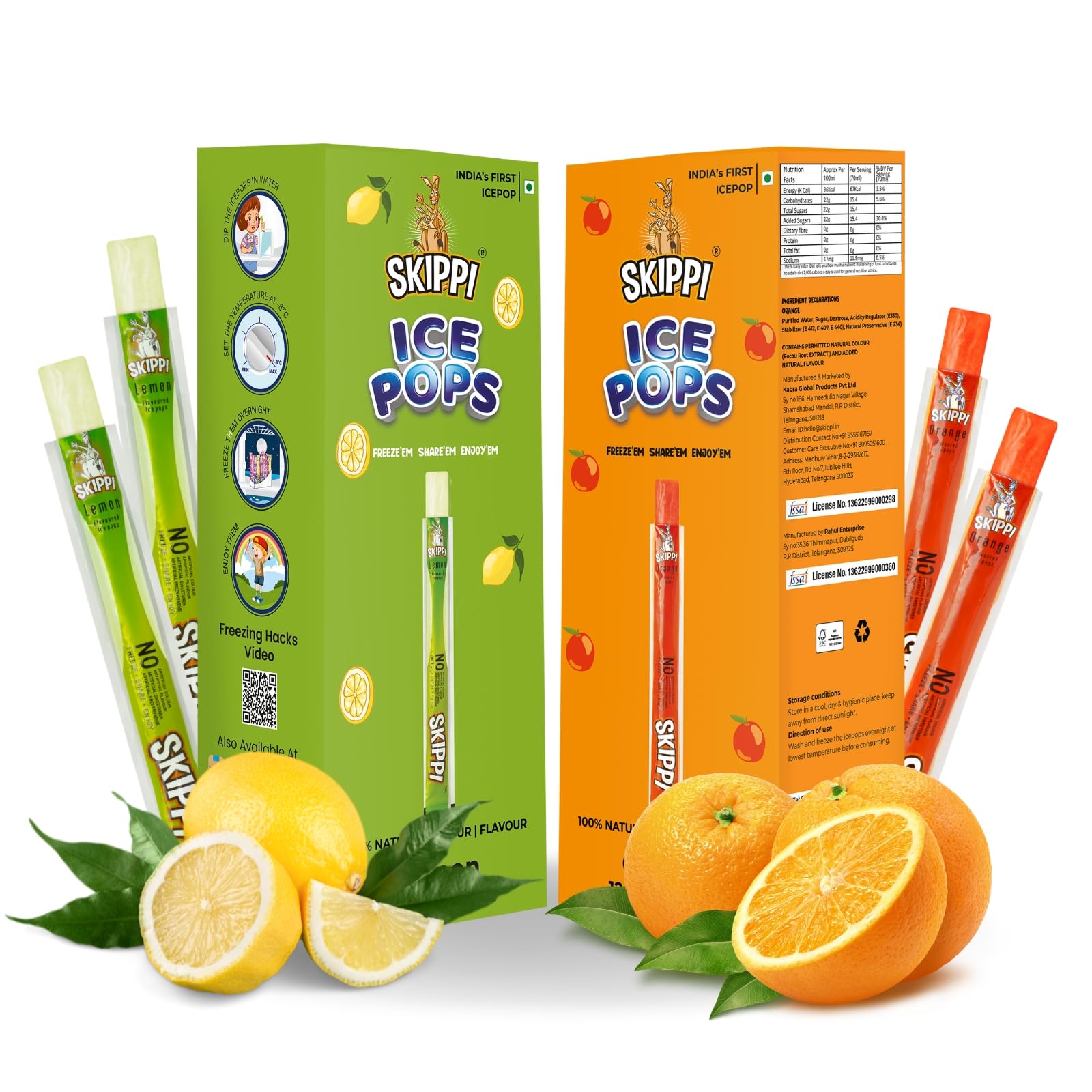 Skippi Ice Pops 100% Natural Freezer Pops,Juice Bars,Ice Pops-Lemon&Orange Flavors(12+12 Pops Boxes) (B09PJHH48R) Amazon Price History, Amazon Price Tracker