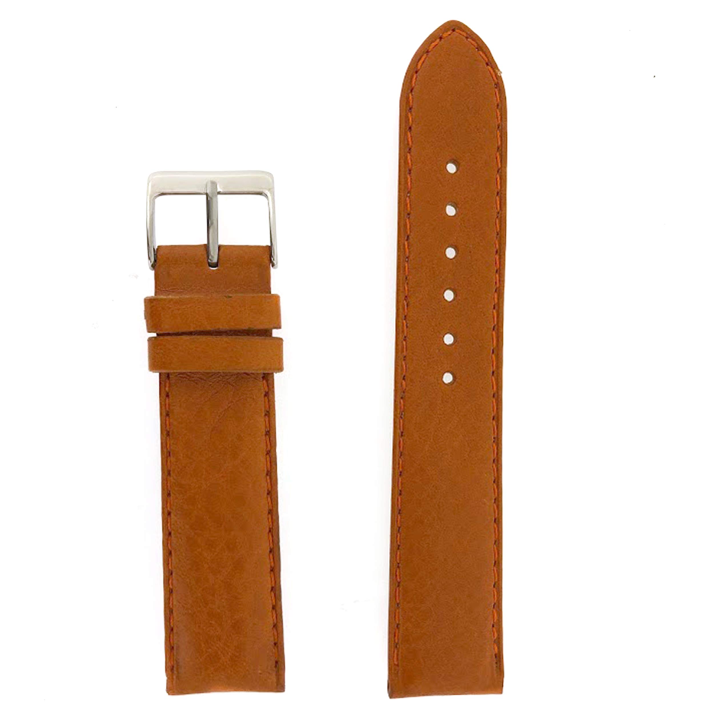 Tech Swiss Watch Band Calfskin Leather Comfort Lite Padded Tan Mens 18 millimeters