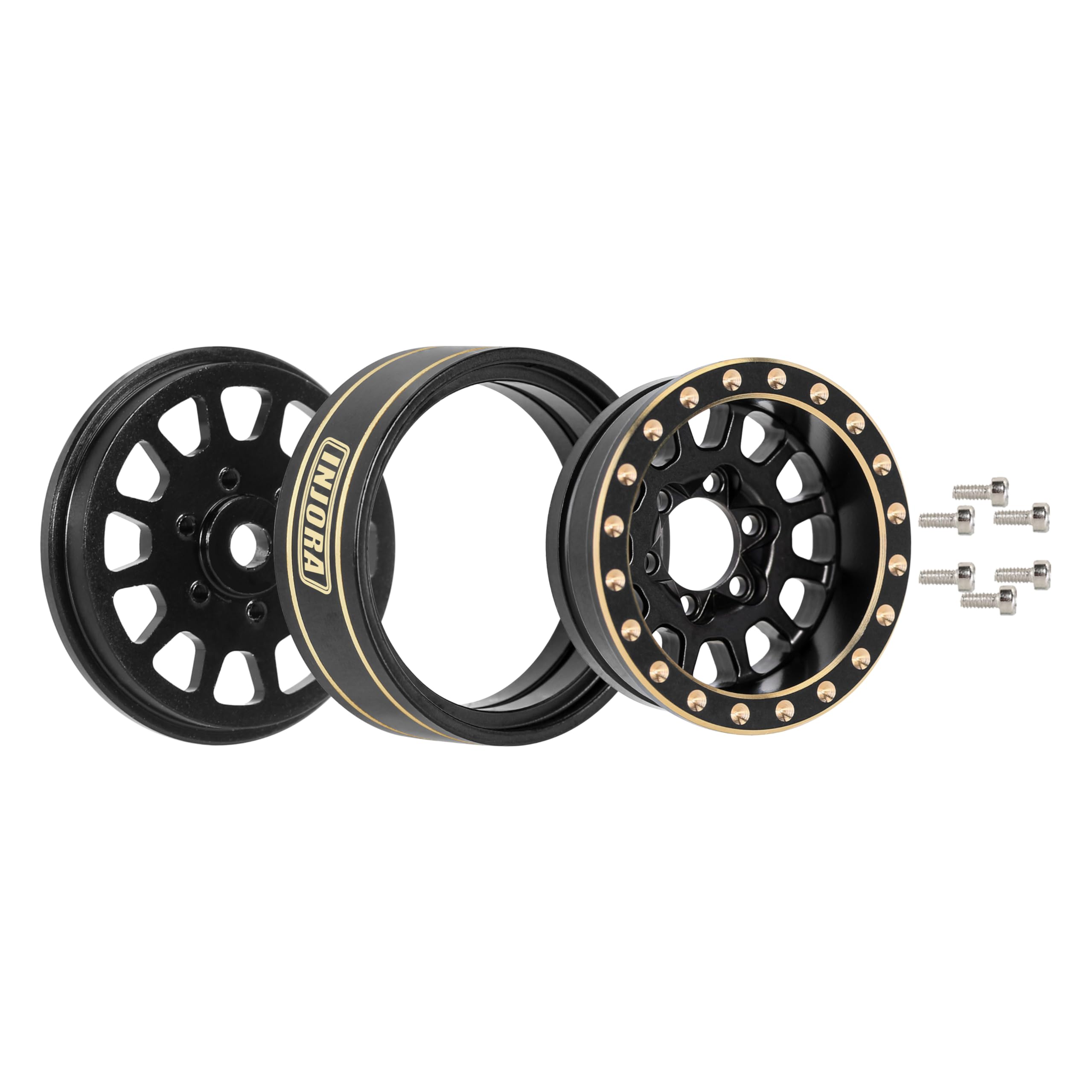 INJORA 1.0 Plus mosiężne felgi Beadlock 4 szt. 12-ramienne koła do RC Crawler TRX4M SCX24 FCX24 1/24 1/18