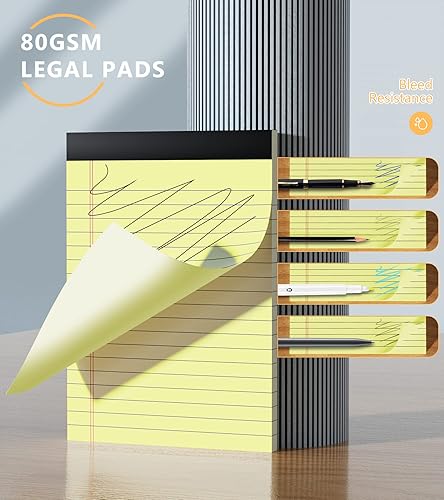 Miniatura 3 de Bloc de notas amarillas, paquete de 12 blocs legales de 4 x 6 pulgadas, bloc de notas de papel rayado, bloc de notas perforado, blocs de notas de