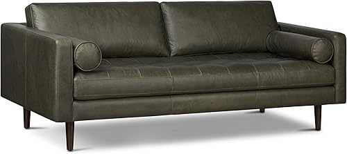 Miniatura 27 de Poly & BARK Napa - Sofá de cuero de 88.5 pulgadas, piel de anilina curtida italiana de grano completo, comodidad de plumón, marco de madera maciza