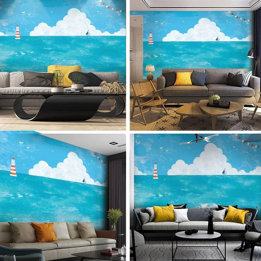 Amazon Com Kanworse Wallpaper Canvas Print 油彩の海と入道雲の景色 Self Adhesive Peel Stick Wallpaper Wall Mural Wall Decal Wall Sticker Poster Home Craft For Living Room Tools Home Improvement