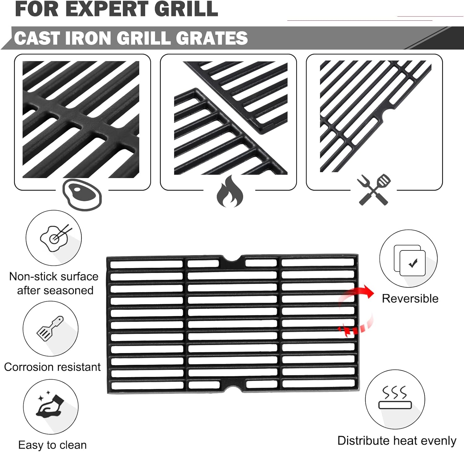 Oklagarden BG2824B Grill Grates Replacement Parts for Expert Grill Parts BG2824BP XG16-096-034-00 XG17-096-034-04 Grill Grates BG2824BN Expert Grill Replacement 4 Burner Searing Cooking Grates