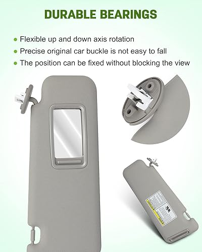 Miniatura 5 de SCITOO Conjunto de visera solar del lado del pasajero derecho para Toyota Highlander 2008-2013 con techo corredizo (gris)