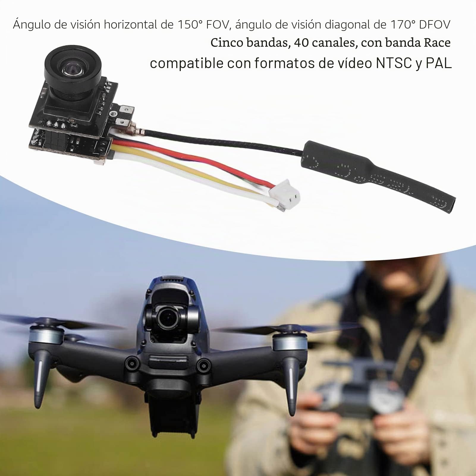 Cámara FPV AIO, Banda de Carrera de Cámara FPV Conmutable 800TVL NTSC PAL para Drones FPV