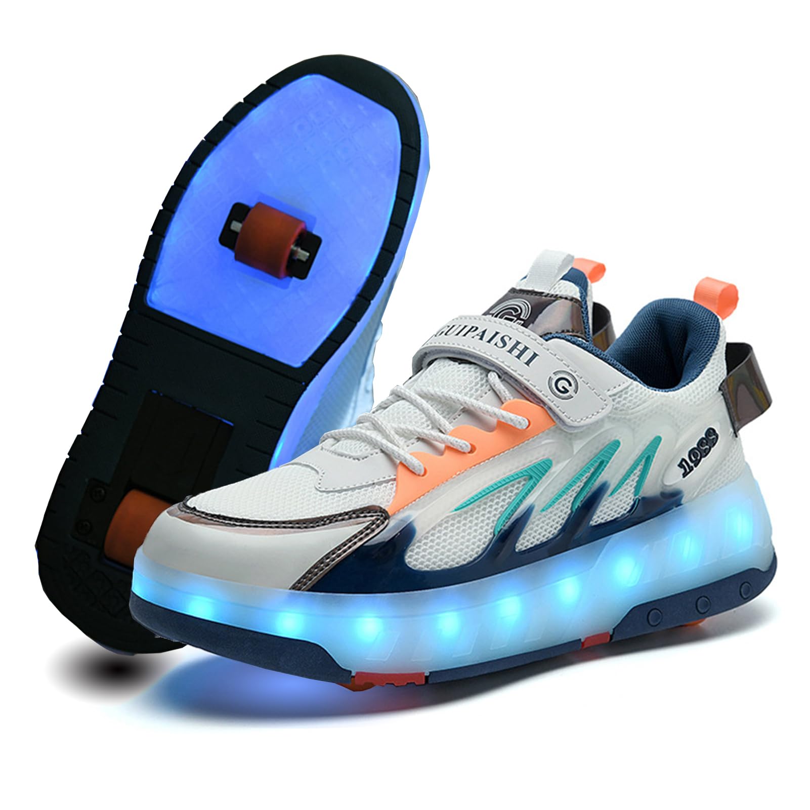 LED-Light Kids Roller Skate Shoes 2-in-1 Skate Shoes & Sneakers Shoes with 2 Wheels for Boys Girls Men and Women, Outdoor Sport Running Sneaker