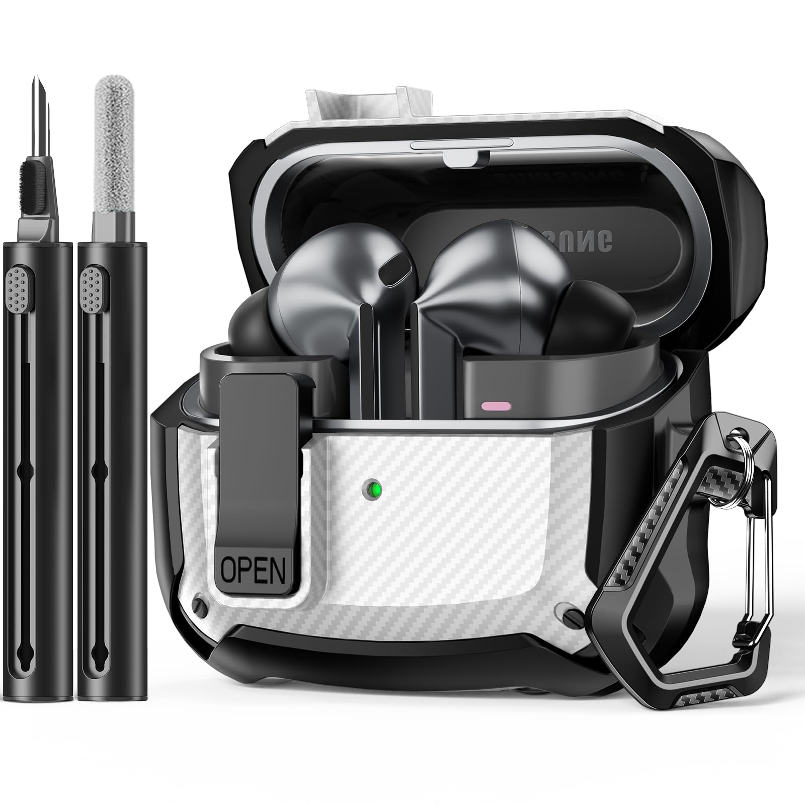 Polislime Compatible with Samsung Galaxy Buds3 FE (2025) / Buds3 Pro (2024) / Buds 3 Case (2024) with Secure Lock Clip & Cleaning kit