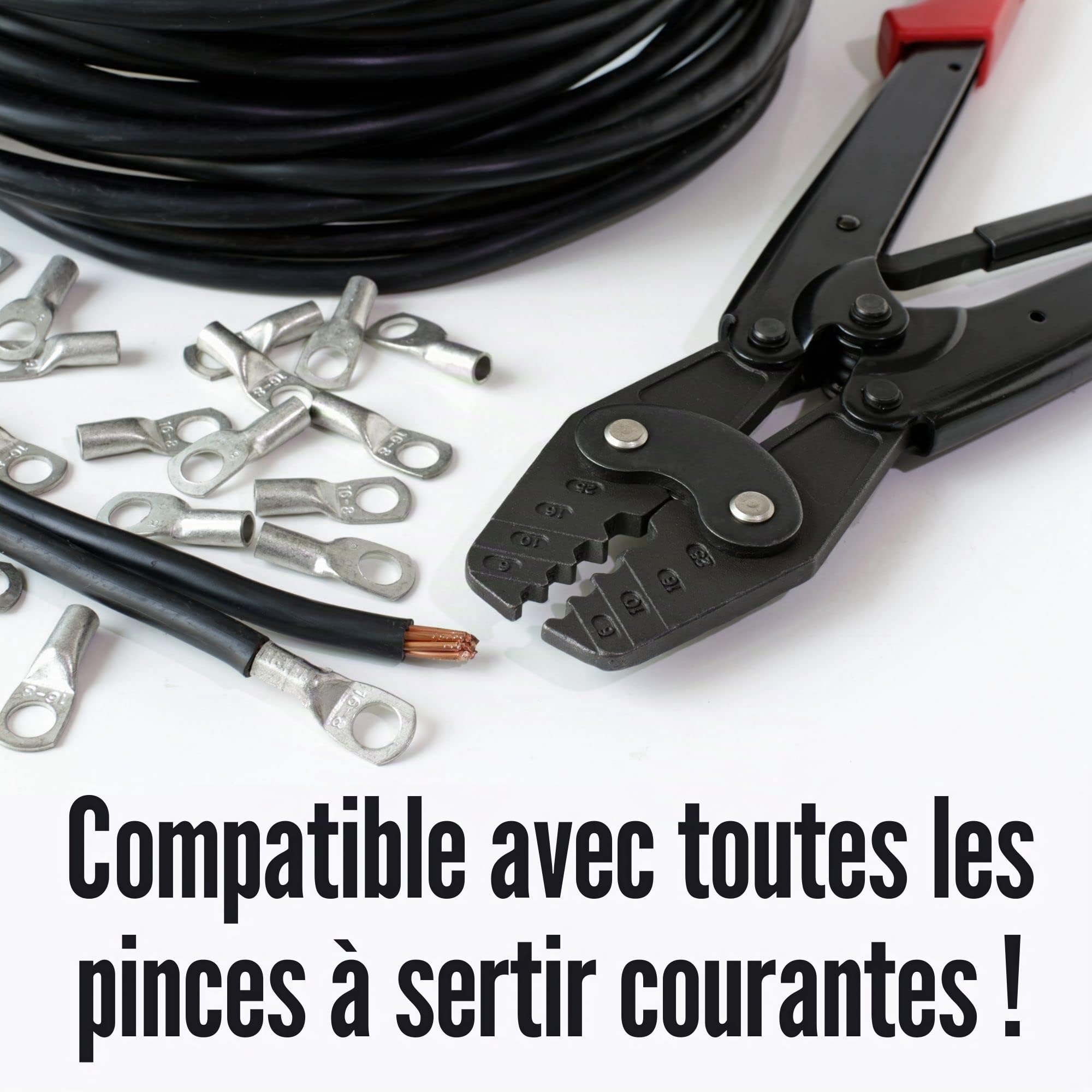 Kalitec 10x Cosses Tubulaires 25 mm² M6, Connecteur Câble Coudé 90° | Cuivre étamé anticorrosion, certifié UL, pour sertissage installation électrique auto, solaire et industrie, lot de 10