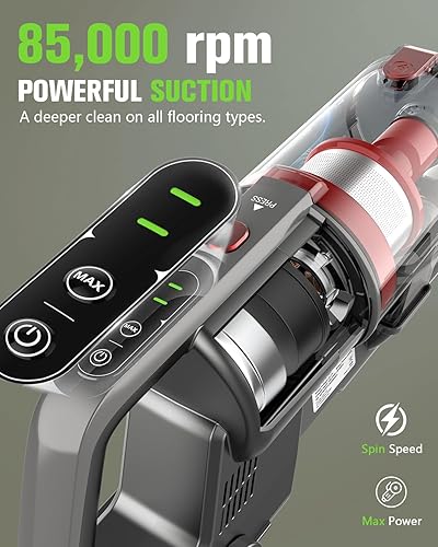 Miniatura 2 de Aspiradora inalámbrica, 85,000PRM mejorada de doble succión inalámbrica hasta 35 minutos de tiempo de funcionamiento, aspiradora recargable ligera