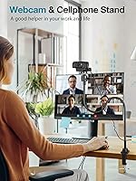 Vista 7 de InnoGear Soporte para cámara web con soporte para teléfono, soporte de brazo de cámara de escritorio, cuello de cisne para Logitech Webcam BRIO 4K