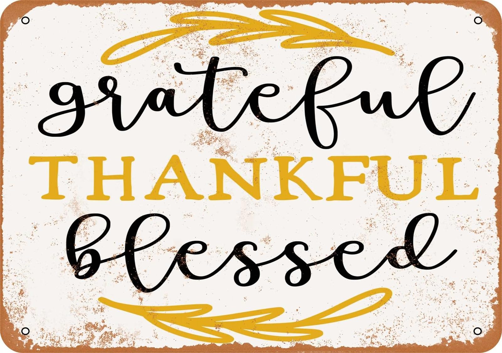 Miaomansenstore Metal Sign - Grateful Thankful Blessed - Vintage Look Home Decor