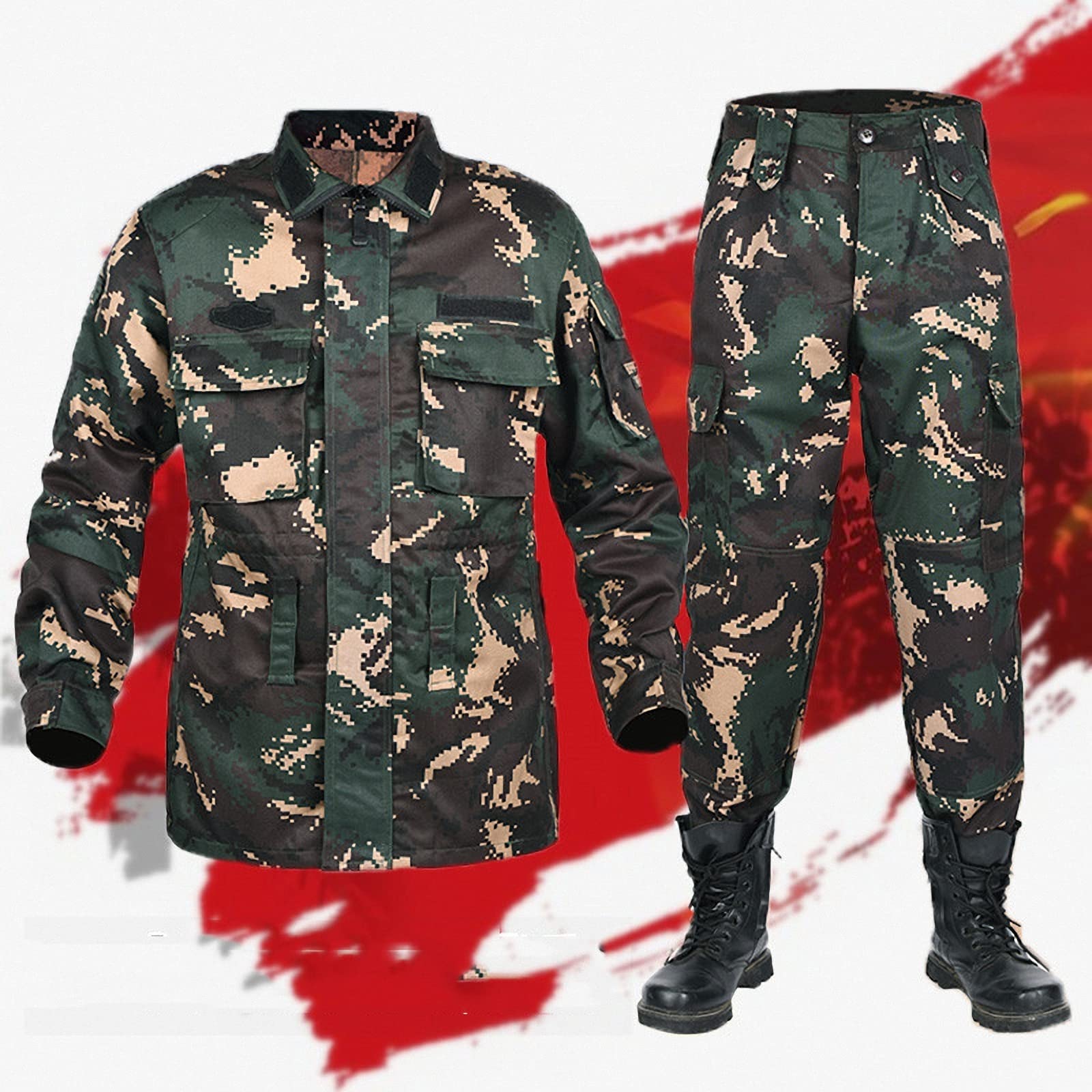 Tuta Tattica da Uomo all'aperto, Giacca da Campeggio/Arrampicata/Escursionismo Resistente all'Usura, Abbigliamento da Lavoro per Allenamento Estivo da Campo