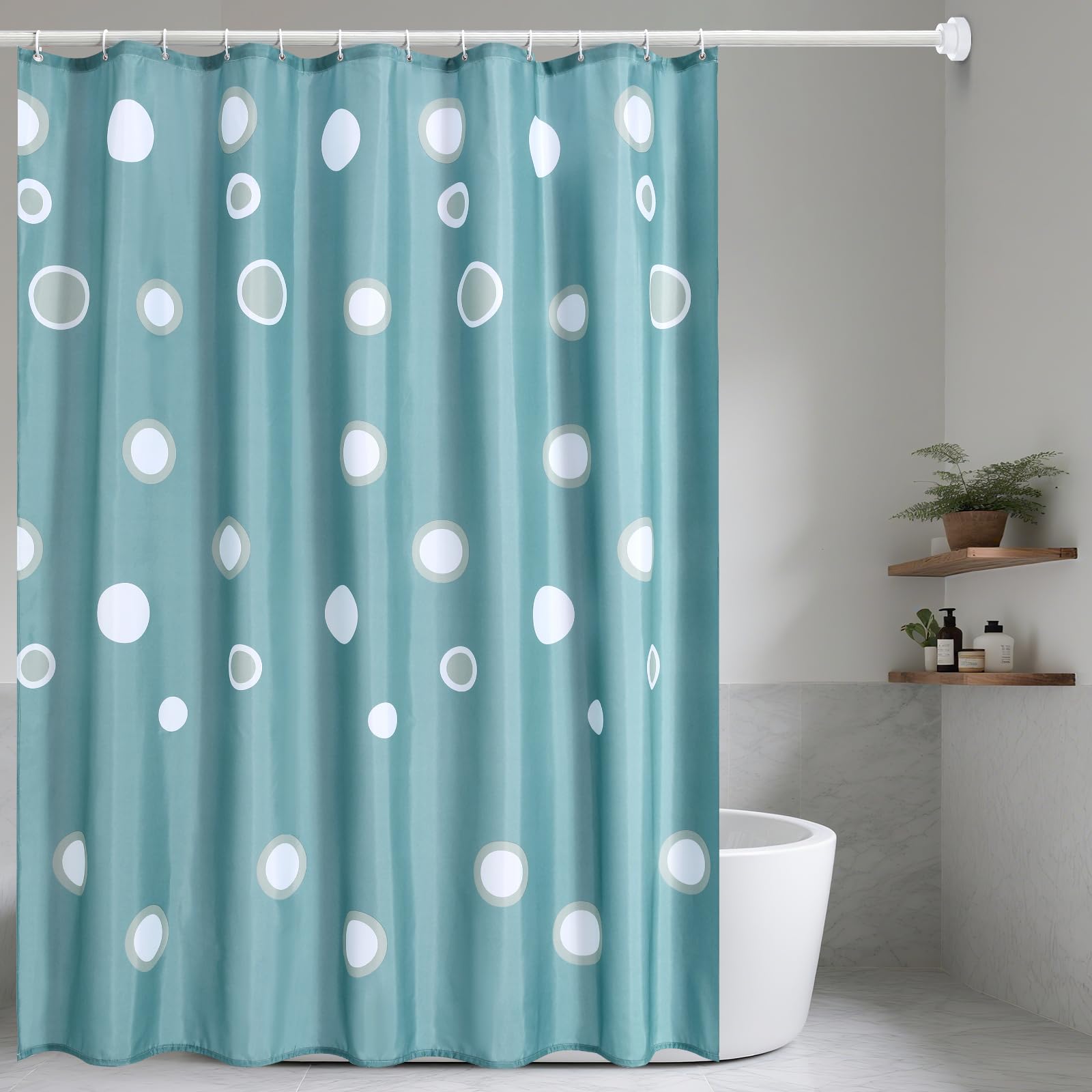 Lkw Ogechi 180x200 CM Washable Blue Shower Curtain Bubble, Antimold Polyester Shower Curtains Weighted Hem, Waterproof Bathroom Curtains Bubble, Wet Room Quick Drying Bathtub Curtain