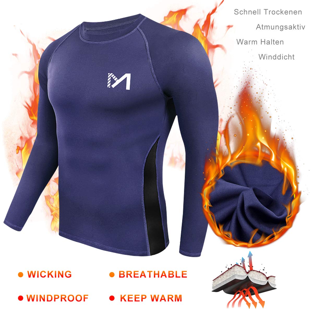 MEETYOO Men's Thermal Underwear Set Sport Long Johns Base Layer Couche de Base Homme