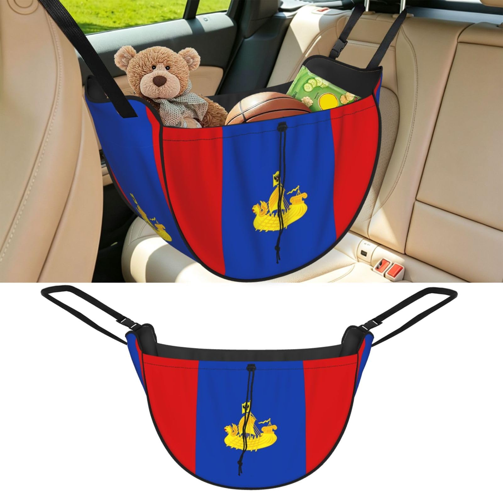 Cntdbu Black Flag Of Kostroma Car Seat Organizer-Backseat Storage Bag For Travel