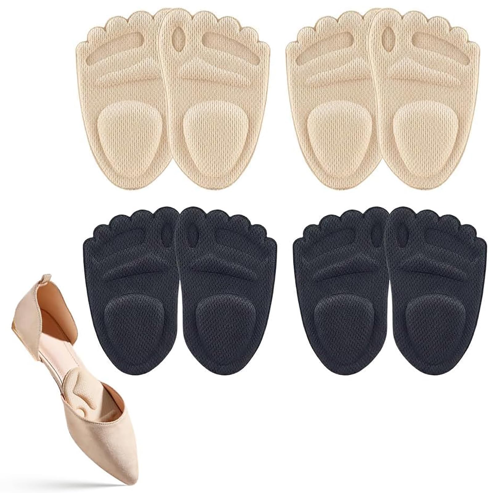 Metatarsal Pads for Women,Non Slip Shoe Inserts for Forefoot Pain Relief,Breathable Heel Inserts & Foot Pads for All Day Comfort,Ball of Foot Cushions for High Heels