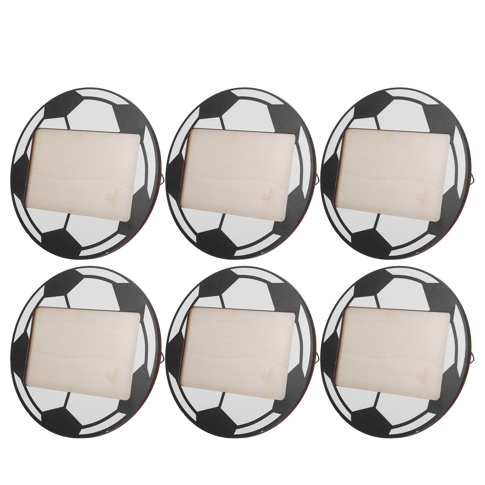 Beavorty 6 Piezas Marco de Fotos de Fútbol de Madera Rústica 6x4 Pulgadas con Soporte para Exhibición en Mesa, Decoración Versátil para Fiesta Temática Deportiva y Oficina en Casa