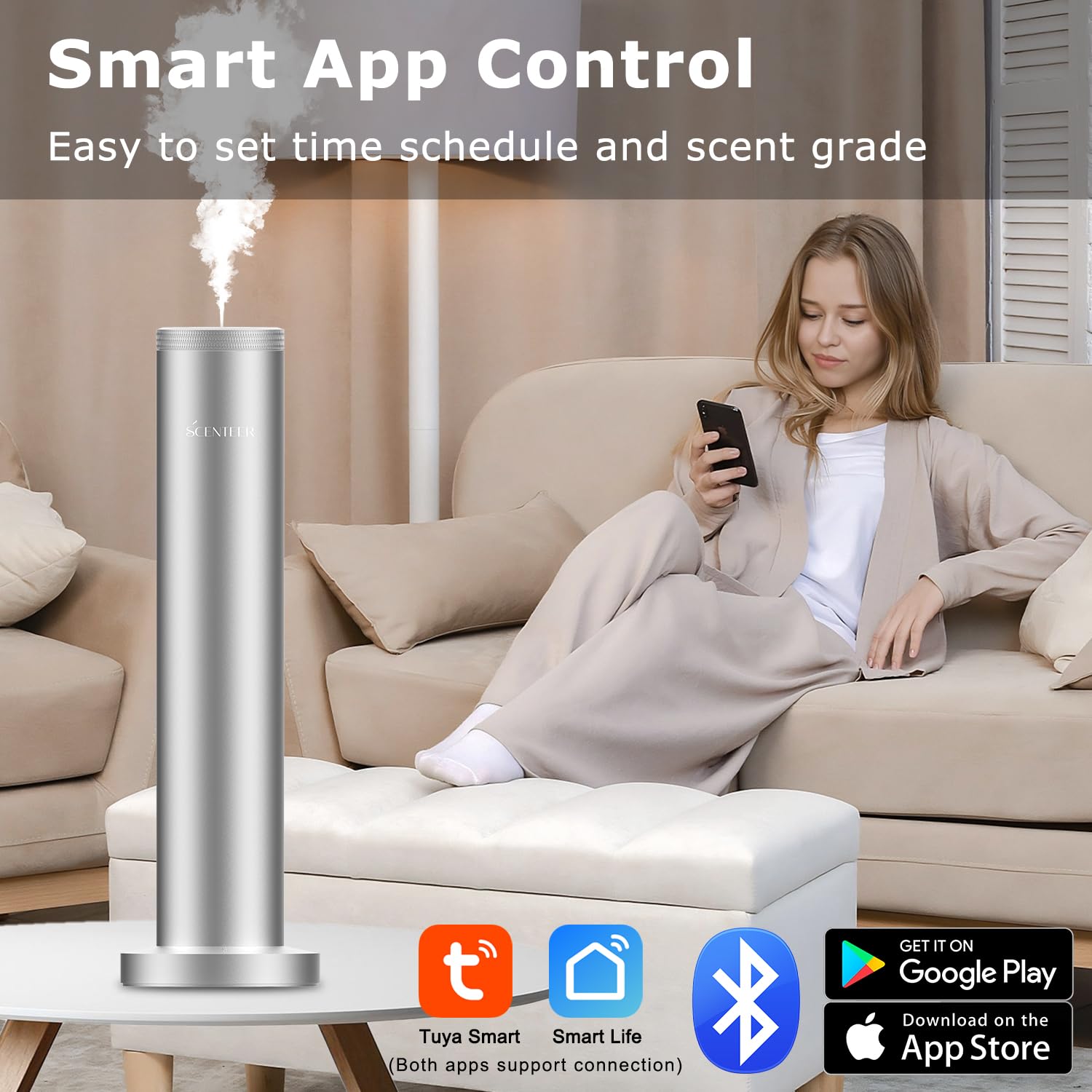 Difusor inalámbrico de aroma de hotel, difusor recargable inalámbrico para toda la casa, máquina de aire aromático para el hogar, control Bluetooth, difusor de aceite esencial sin agua para habitación