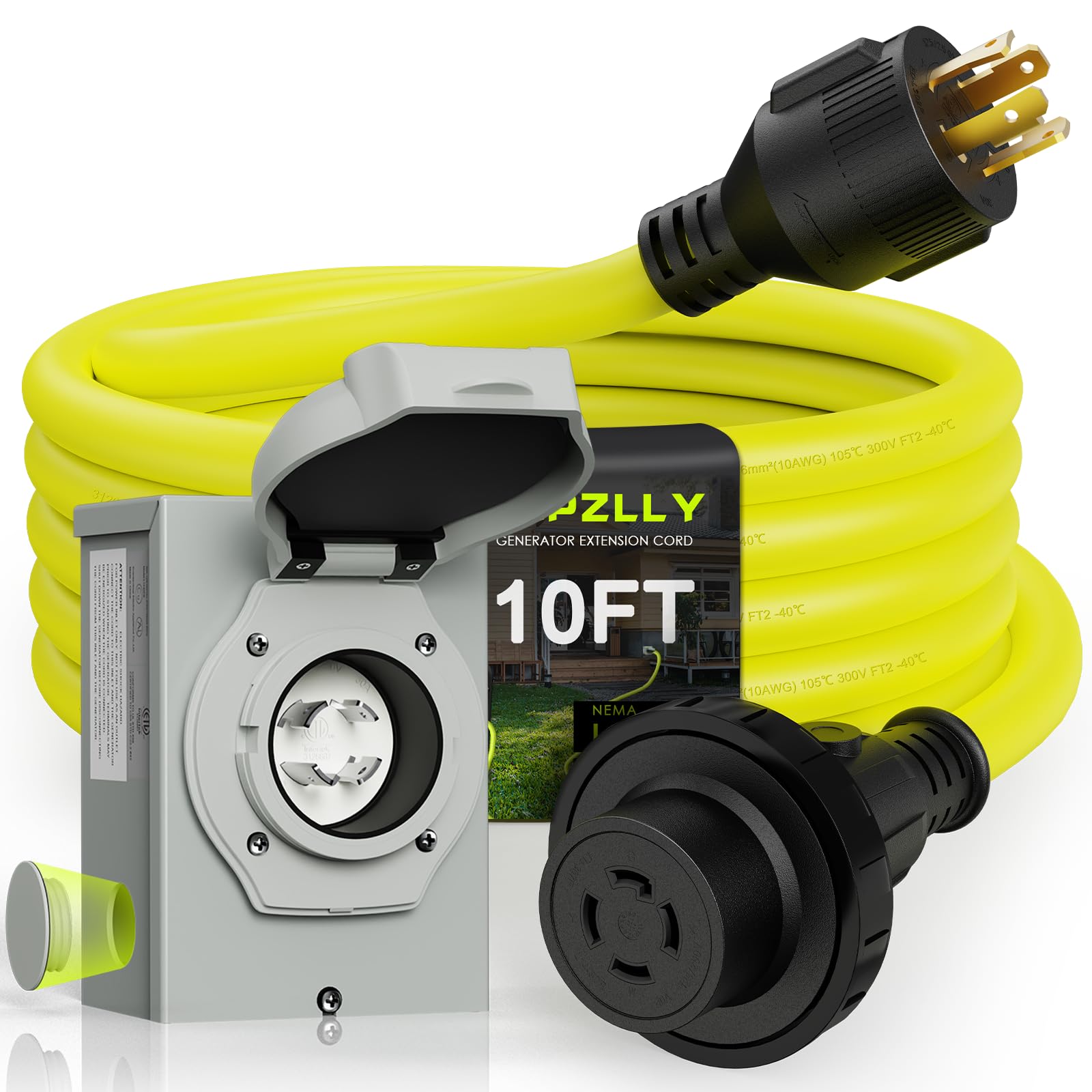 Amazon.com: Campzlly 30 Amp Generator Cord 10FT and Power Inlet