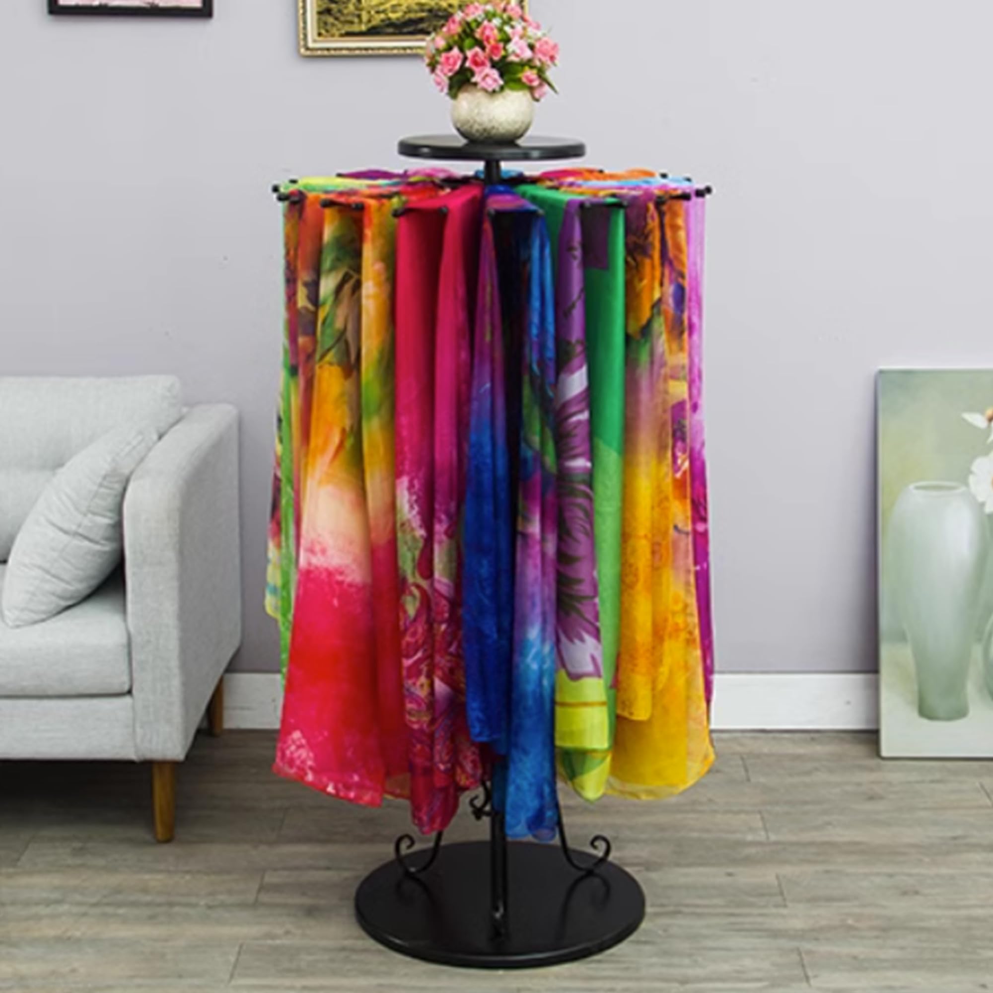 Schalaufhänger aus Metall mit 360° Drehung und höhenverstellbarem Design, freistehend, platzsparender Organizer für Hosen, Hijab, Seidenschals und Handtücher