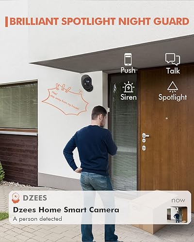 Miniatura 4 de Dzees Cámaras de seguridad 2K inalámbricas para exteriores, cámara WiFi alimentada por batería para interiores y exteriores para seguridad del Negro