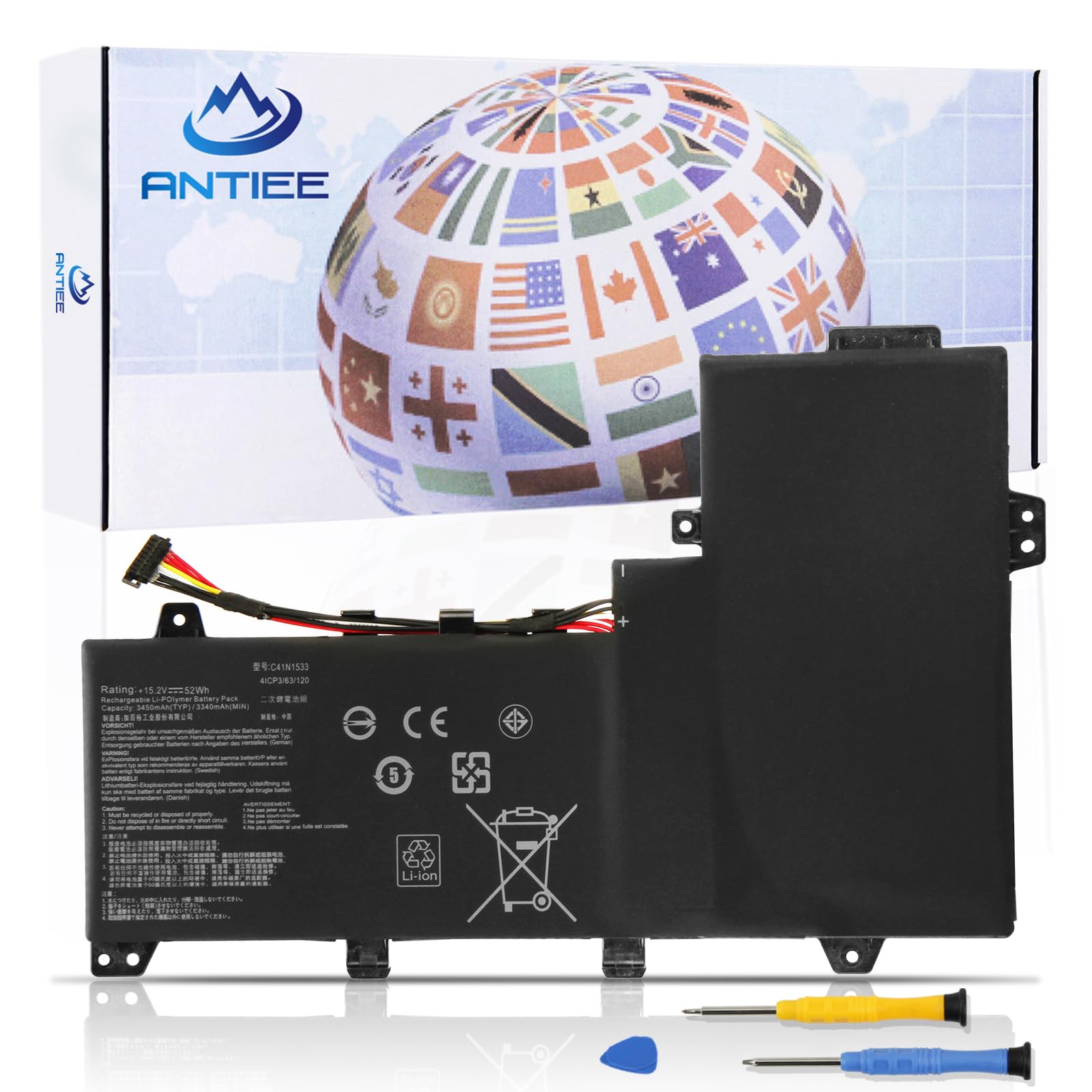 ANTIEE C41N1533 Laptop Battery Replacement for Asus Q524U Q534U Q524UQ Q524UQK Q534UX Q534UXK Q504UQ Q504UX ZenBook Flip UX560UQ UX560UX UX560UXK UX560UQK 4ICP3/63/120
