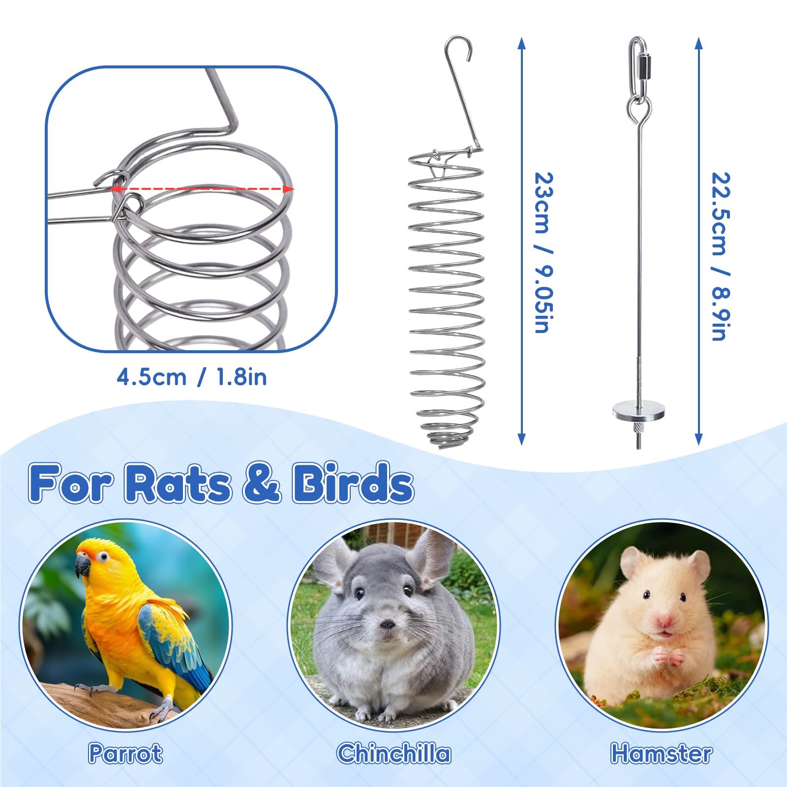 2Pcs Rat Enrichment Toys, 304 Stainless Steel Foraging Toy, Fruit & Vegetable Holder for Mice, Hanging Rodent Cage Accessories, Slow Feeder Puzzle Toy & Parakeet Foraging Tool - image 6