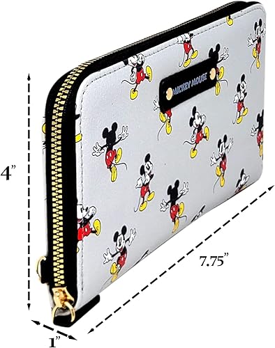 Miniatura 2 de Disney Cartera de mano Mickey Minnie Mouse Winnie Pooh con cremallera de piel sintética, Mickey Mouse Gris