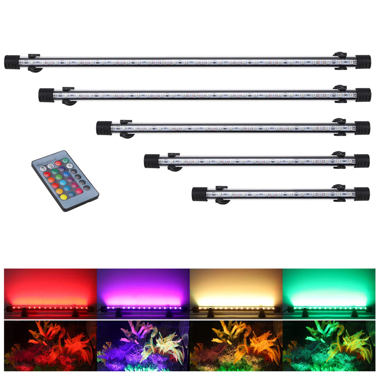 Illuminazione Per Acquario LED Aquarium Light,Lampada A Tubo Impermeabile E Sommergibile,Colorato Luci Resistente Calore Telecomando Subacqueo Cristallo Barra Luce Per Acqua Salata E Acqua Dolce