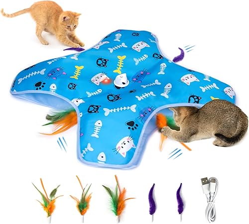 Miniatura 1 de Juguete interactivo para gatos  Juguetes automáticos para gatos recargables para interiores  Hide&Seek Cats Toy con 5 plumas ocultas en movimiento