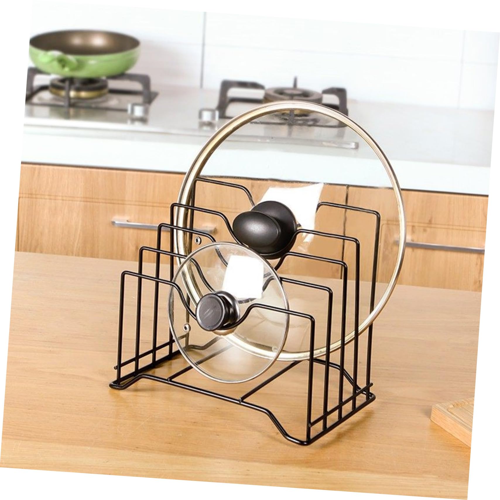 Portaoggetti Cucina in Acciaio al Carbonio Nero, Resistente alla Corrosione e Struttura Robusta, Scaffale Multifunzione per Riporre Coperchi Pentole e Utensili da Cucina