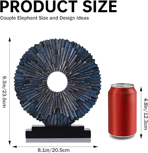 Miniatura 9 de Estatua de decoración del hogar negra y dorada, decoración única de oficina, estatua de medallón de línea redonda para decoración de habitación,