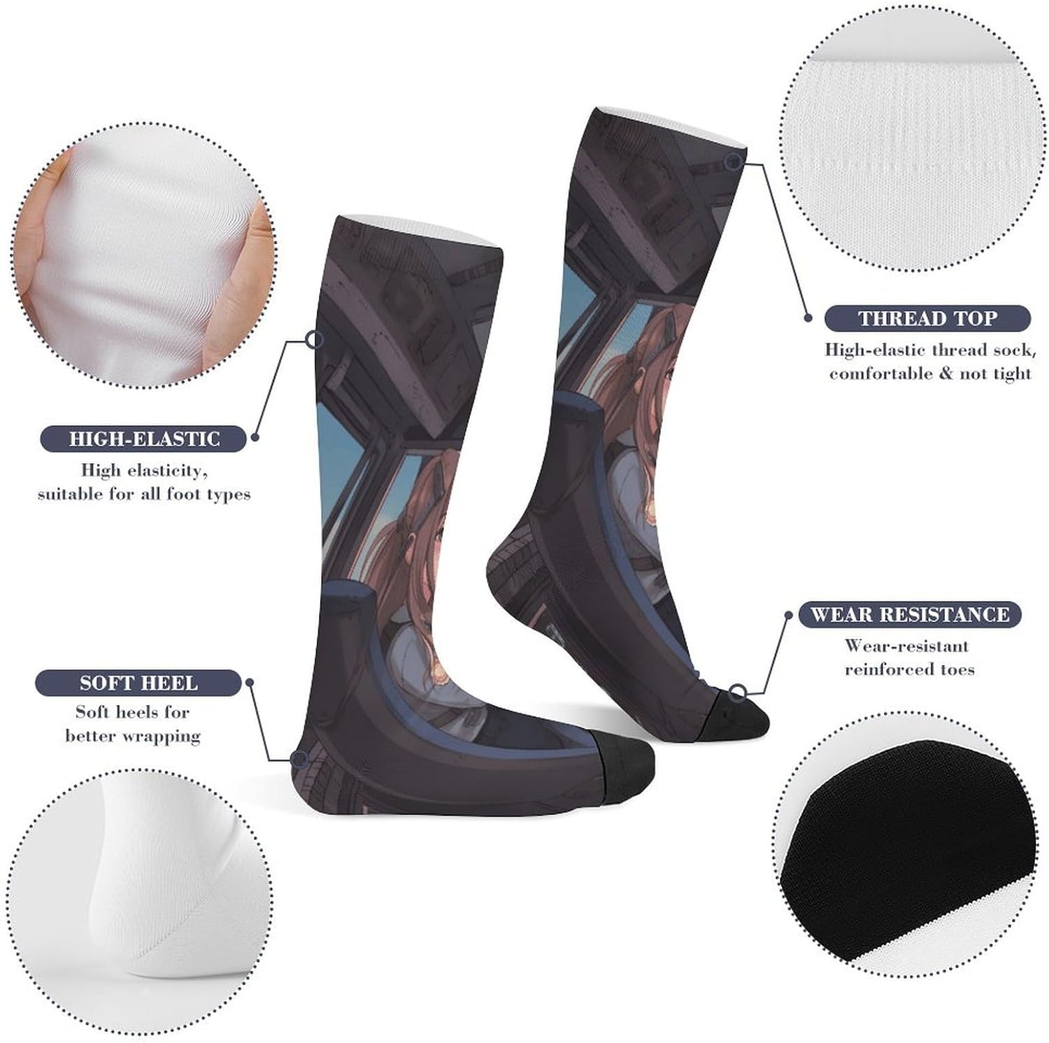 Airplane Cockpit Crew Socks Calf Socks Athletic Crew Sock