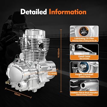 ATV Engine Motor Kit, 200CC 250CC 4-Stroke Single Cylinder Air-Cooled Vertical Engine Motor Complete Assembly with Manual 5-Speed Transmission for ATV Dirt Bike and motorcycles