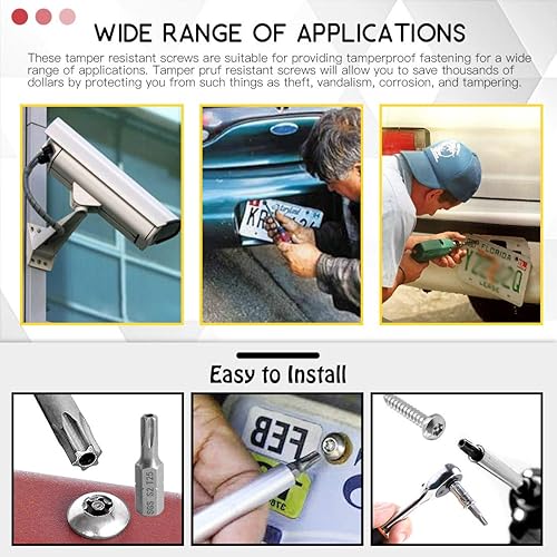 Miniatura 6 de Hilitchi Juego de 210 tornillos de acero inoxidable #10 Torx con cabeza de botón para chapa metálica antirrobo, de seguridad, antirrobo, a prueba de