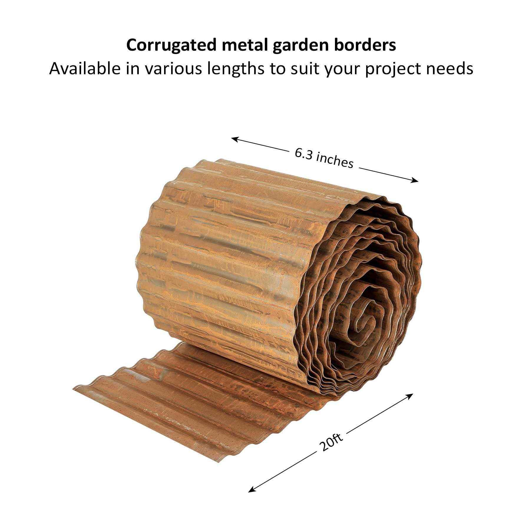 Nicoman Metal Garden Edging Border - Heavy Duty Galvanised Steel Lawn Edging, Flexible DIY Landscape Border for Trees, Flower Beds, and Plants (Rust, 6"x20FT) - Image 2