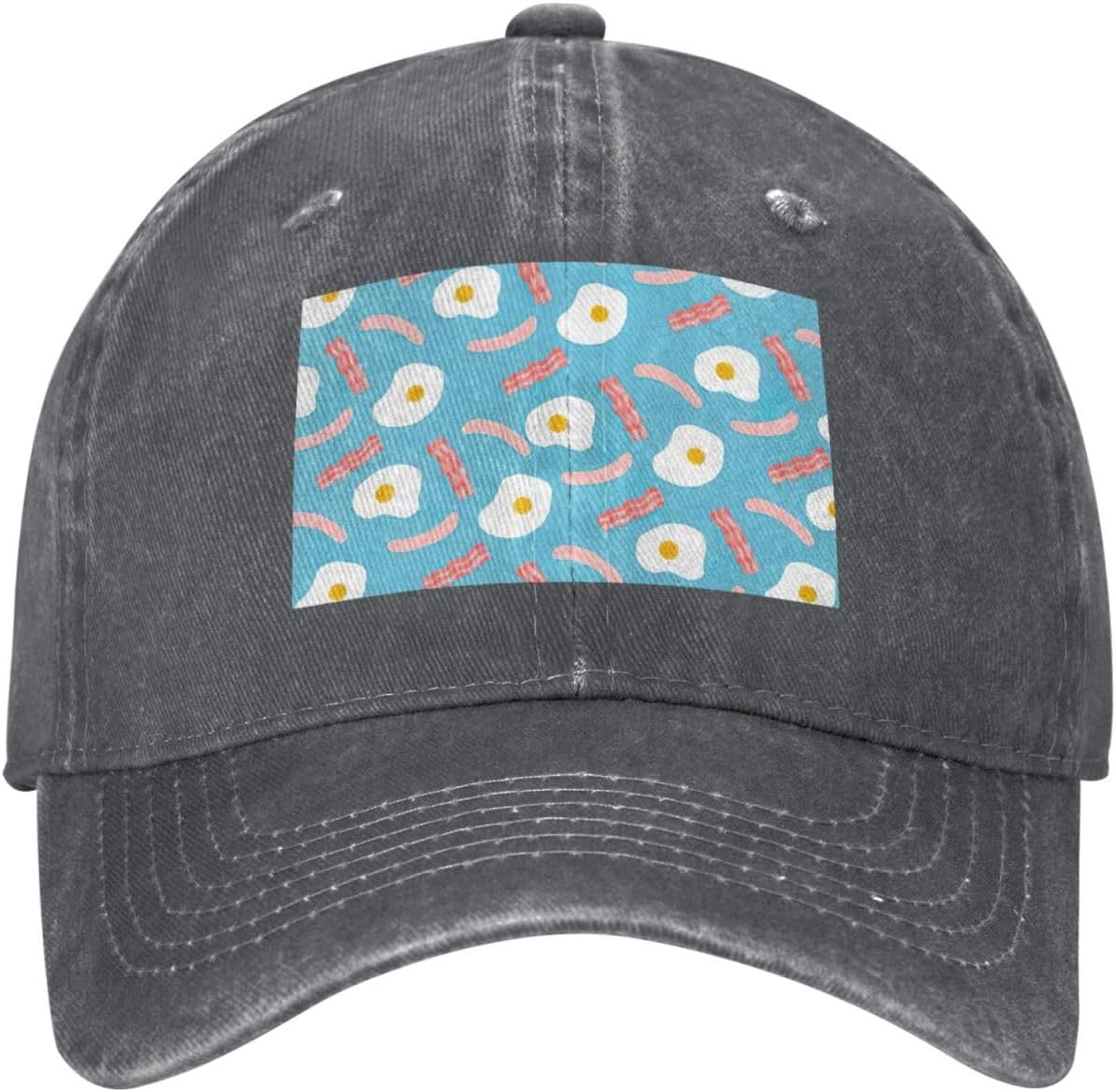 Hot Dog Egg Pattern Print Cowboy Hat Personalized Baseball Cap Fashion Hat Cap Funny Gifts for Women Men Deep Heather