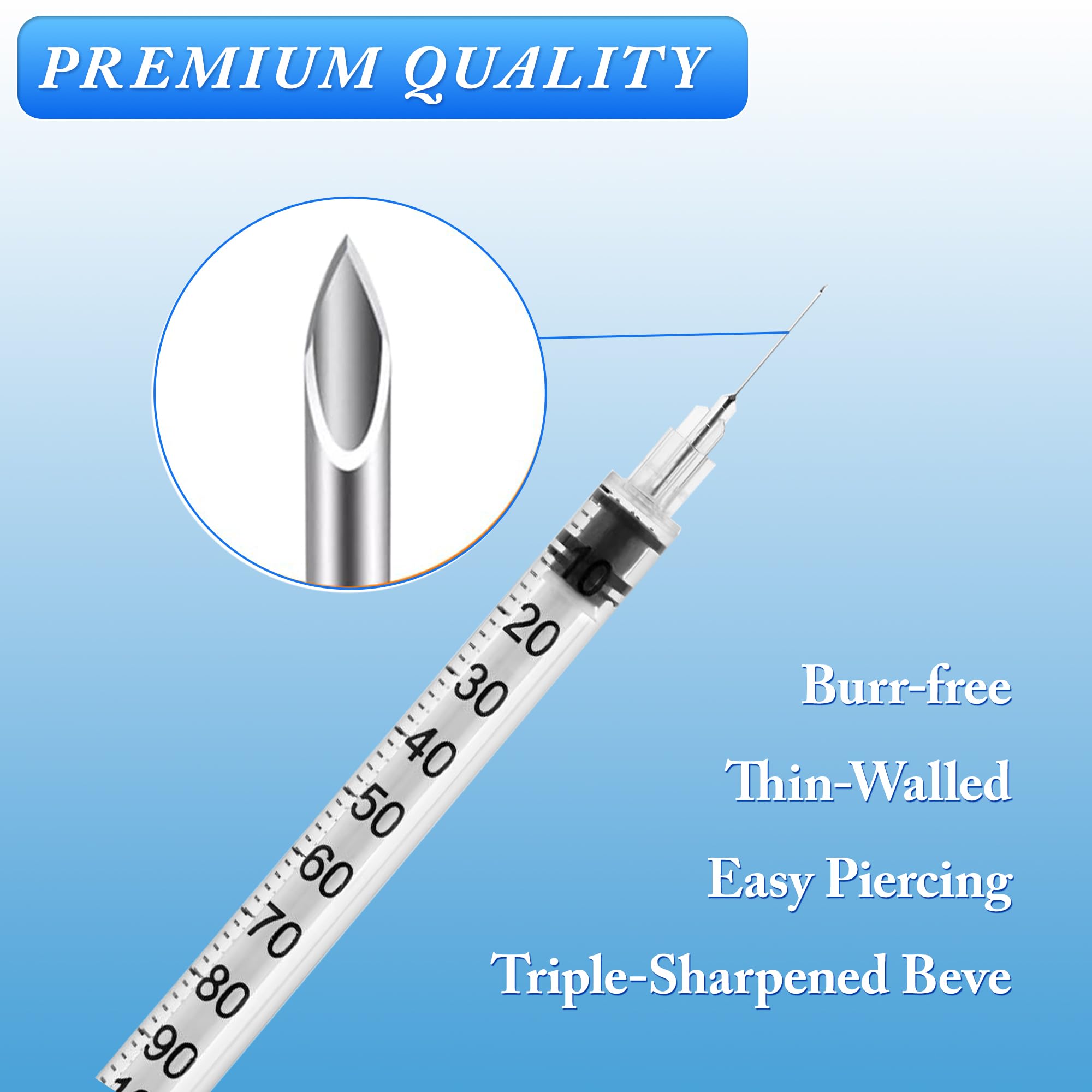 100pcak 1ml/cc Syringes 31G 5/16" (8mm) U-100 , Disposable Syringe, Lab Supplies, Individual Wrapped. — Amazon image 5
