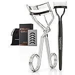 Eyelash Curler with Comb, Professional Volumizing Lash Lift Kit Lash Curler with Refill Pads for Home & Travel Uses, Silver