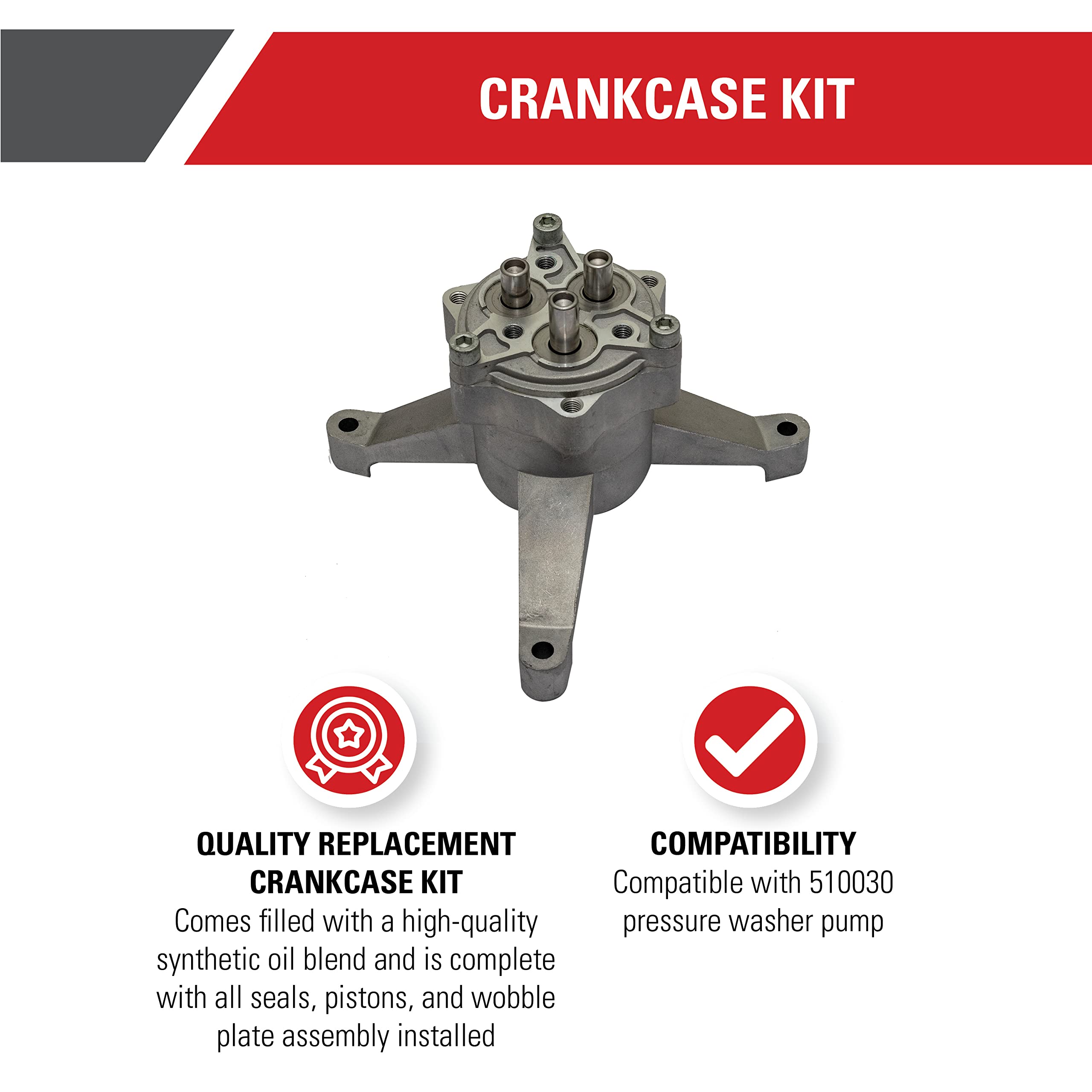 Simpson Cleaning 7113808 Crankcase Replacement Kit for OEM Technologies 510030 Axial Cam Pressure Washer Pump, Silver