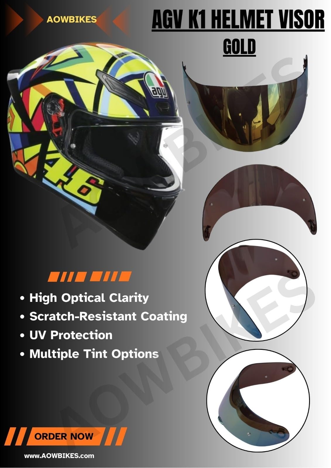AGV K1 (Gold) Helmet Visor Car & Motorbike