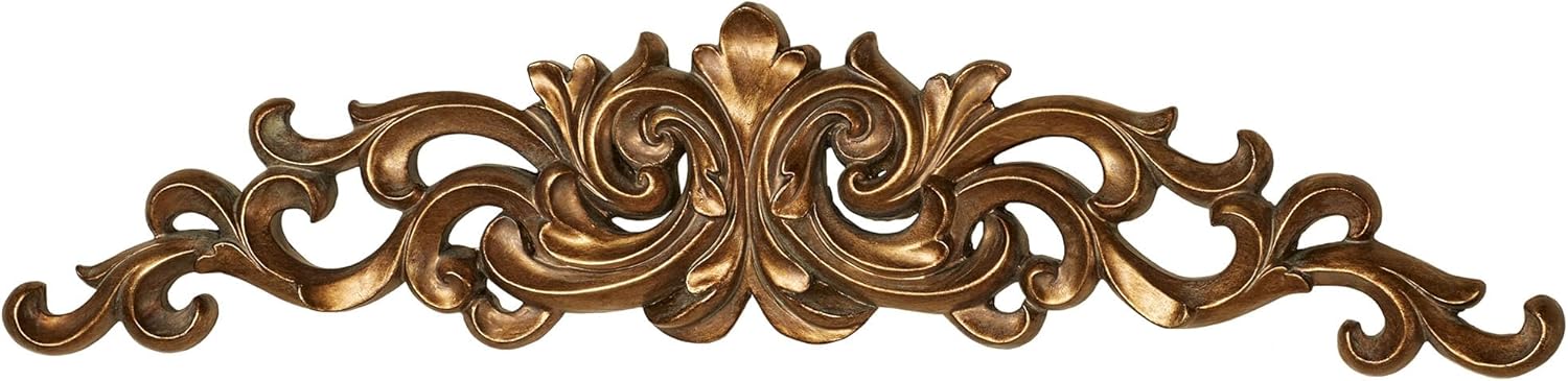 Touch of Class Astrella Aged Gold Wall Topper - Resin - Victorian Style - Vintage Decor Hanging for Bedroom, Bathroom, Dining Room, Living Room, Office, Entryway, Foyer - Acanthus Leaves