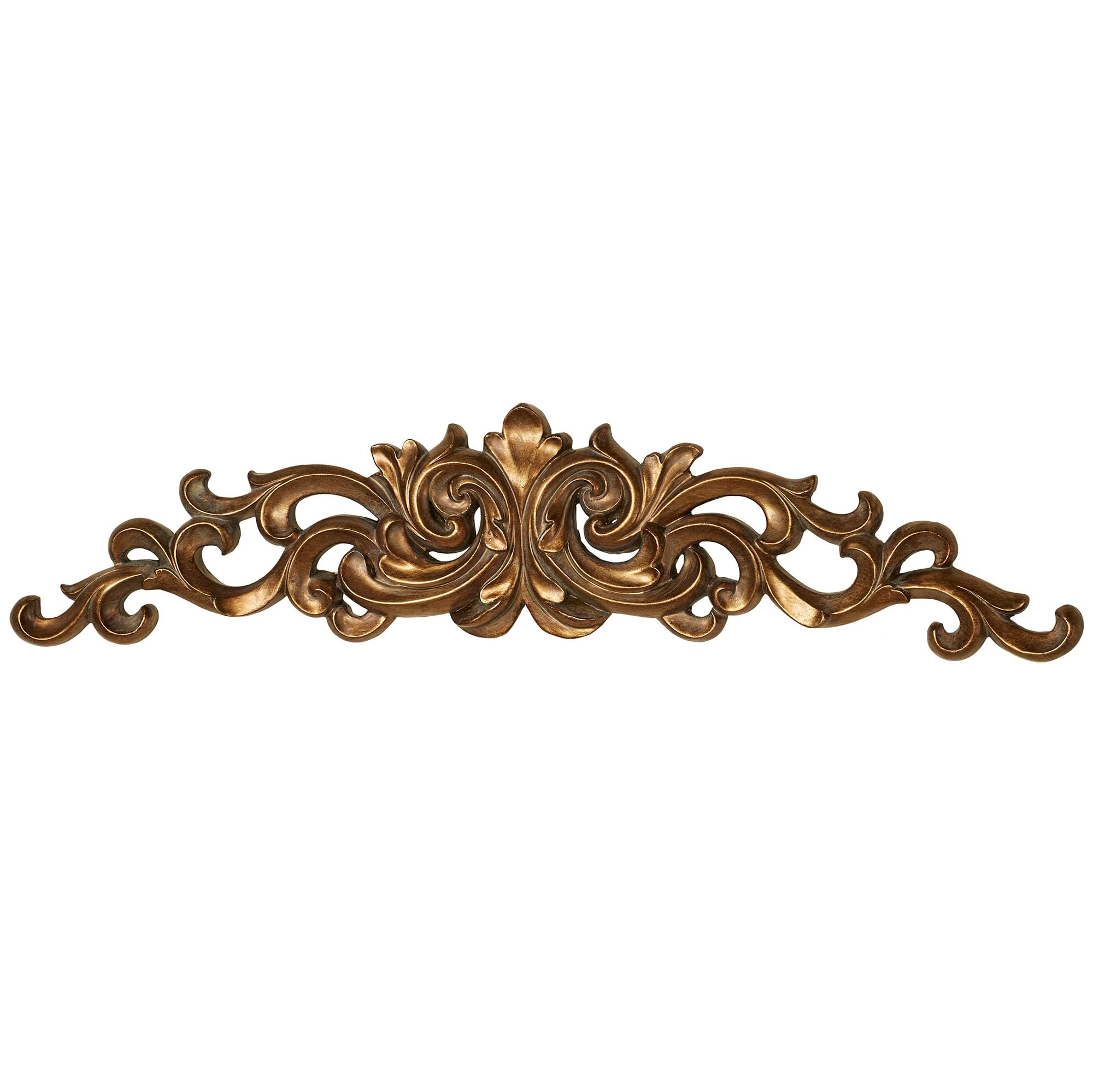 Astrella Aged Gold Wall Topper - Resin - Victorian Style - Vintage Decor Hanging for Bedroom, Bathroom, Dining Room, Living Room, Office, Entryway, Foyer - Acanthus Leaves