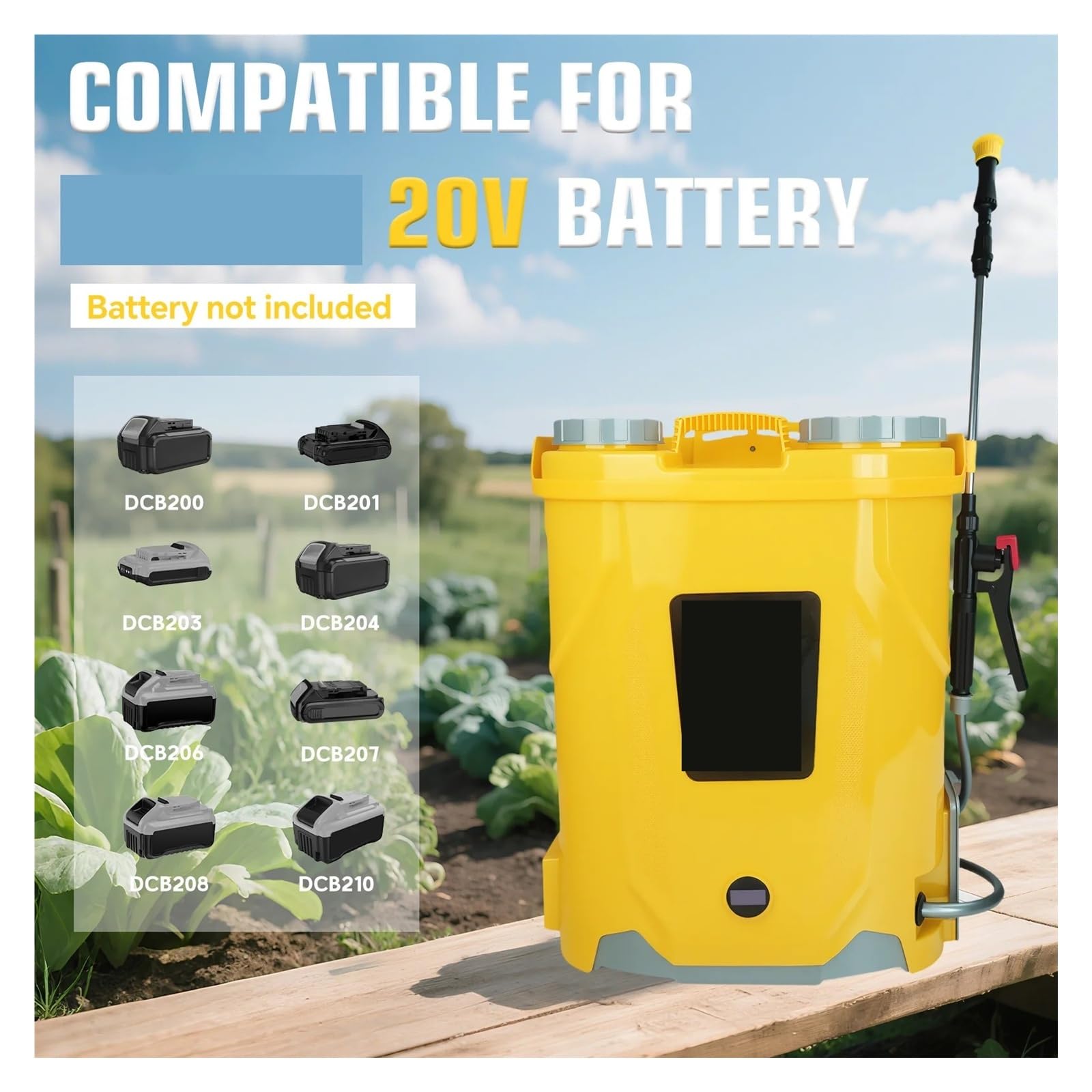 Spruzzatore da giardino, Spruzzatore a spalla alimentato a batteria elettrico a pressione regolabile da 5,3 galloni (senza batteria)