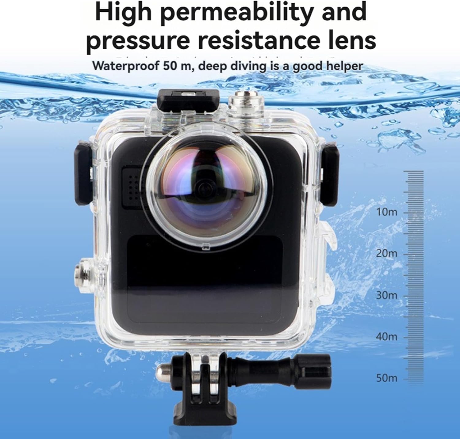 Waterproof Case Compatible with Go Pro MAX 2 Action Camera, 164FT/50M Diving Housing Underwater Protective Shell with Bracket Mount Accessories